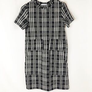 Zara Trafaluc Black &‎ White Plaid Academia Sweater Dress